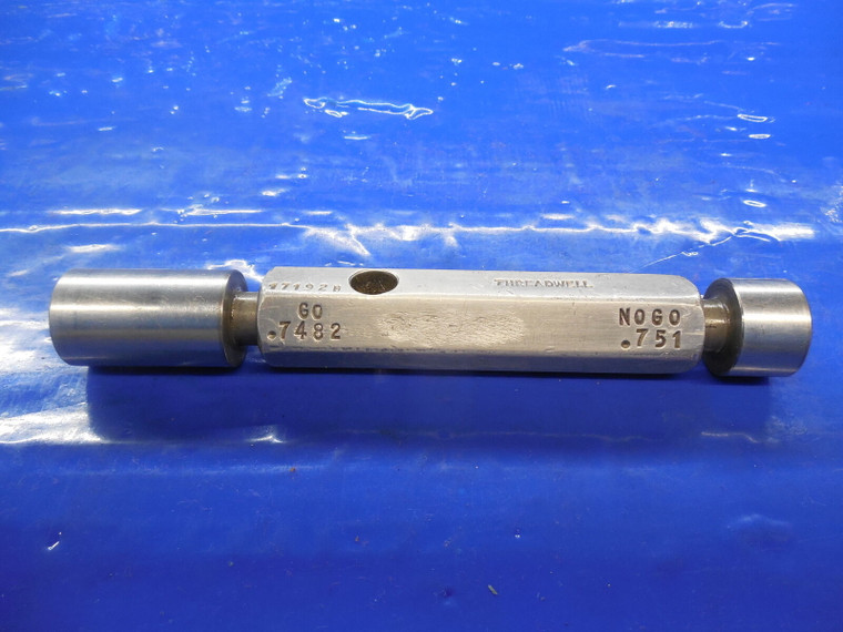 .7482 & .7510 DIA. SMOOTH PIN PLUG GAGE GO NO GO UNER & OVERSIZE .75 .7500 3/4