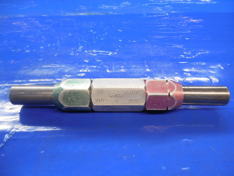 .7180 & .7270 DIA. CLASS X SMOOTH PIN PLUG GAGE GO NO GO OVERSIZE .6875 11/16