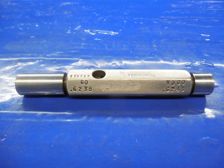 .6238 & .6243 DIAMETER SMOOTH PIN PLUG GAGE GO NO GO UNDERSIZE .625 .6250 5/8