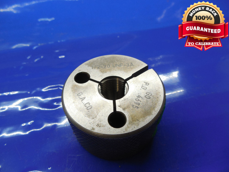 1/2 20 UNF 3A EXTRA THICK THREAD RING GAGE .5 GO ONLY P.D. = .4675 DEEPWELL