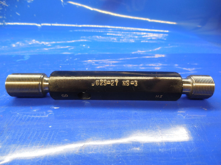 5/8 27 NS 3 THREAD PLUG GAGE .625 GO NO GO P.D.'S = .6009 & .6050 INSPECTION