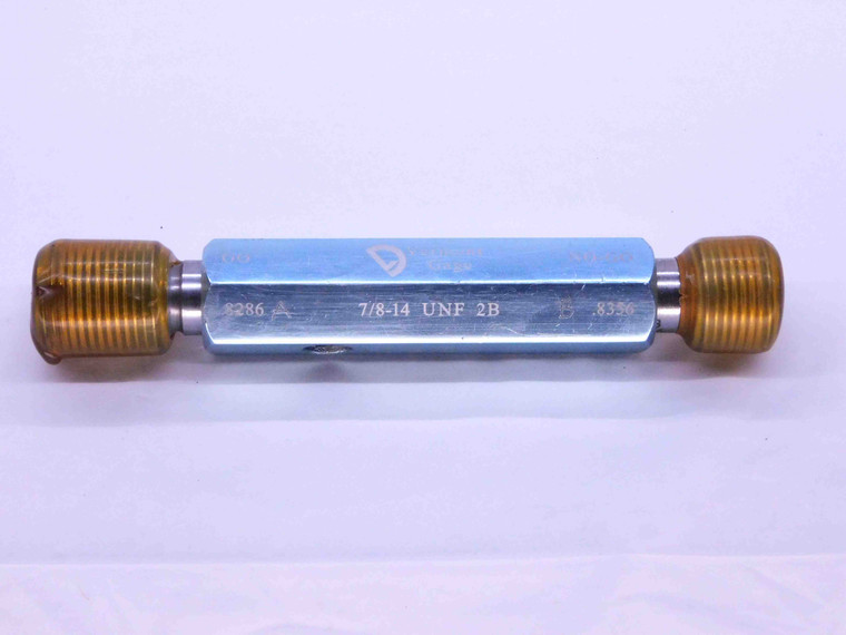 7/8 14 UNF 2B VERMONT THREAD PLUG GAGE .875 GO NO GO P.D.'S = .8286 & .8356 - JF2543RTB