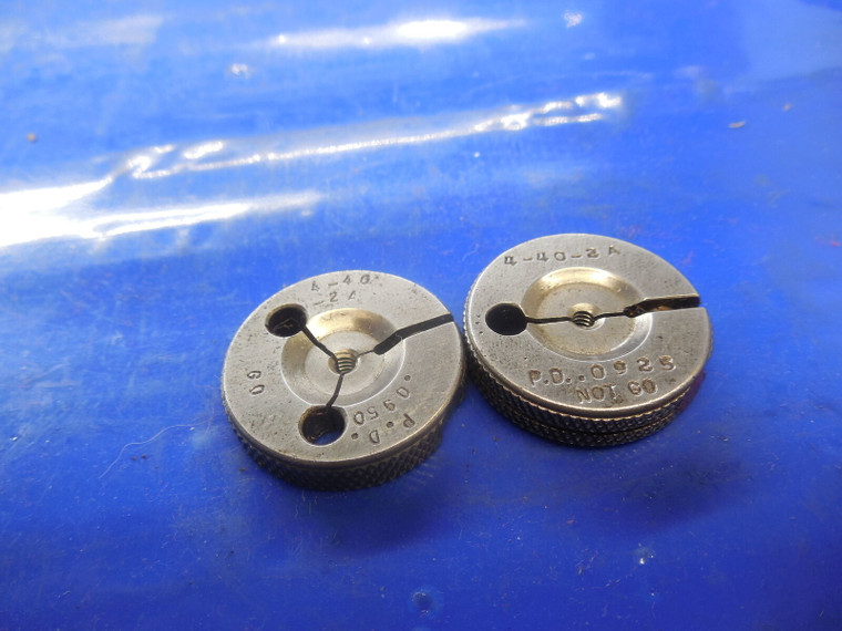 4 40 2A THREAD RING GAGES #4 .112 GO NO GO P.D.'S = .0950 & .0925 QUALITY CHECK