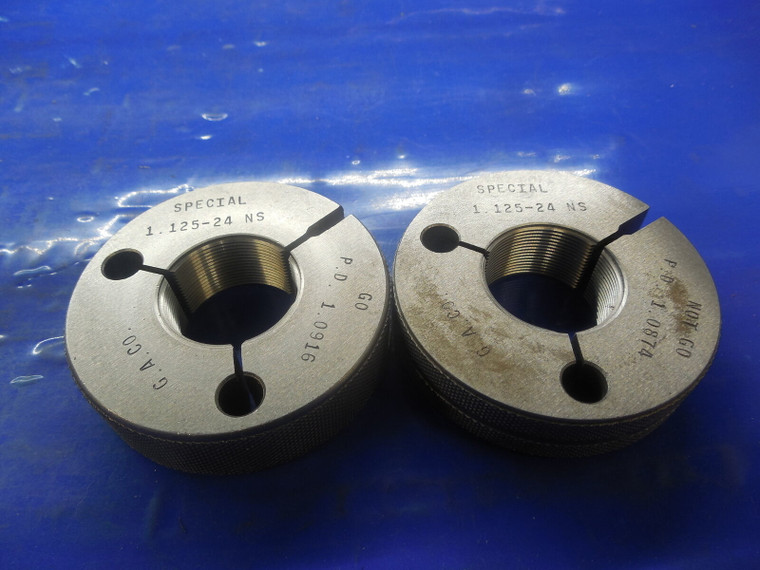 1 1/8 24 NS SPECIAL THREAD RING GAGES 1.125 GO NO GO P.D.'S = 1.0916 & 1.0874