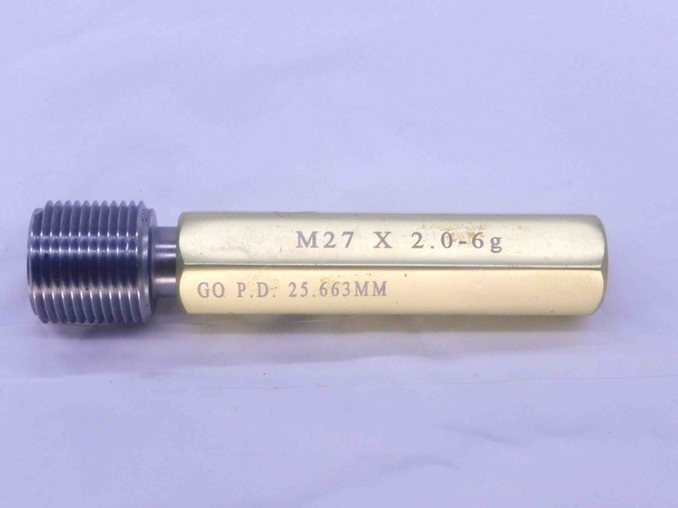 M27 X 2 6g METRIC SET THREAD PLUG GAGE 27 2.0 GO ONLY P.D. = 25.663 FULL FORM - JF2719MS