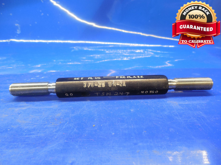 3/8 28 UN 2A PREPLATE SET THREAD PLUG GAGE .375 GO NO GO P.D.'S = .3492 & .3462