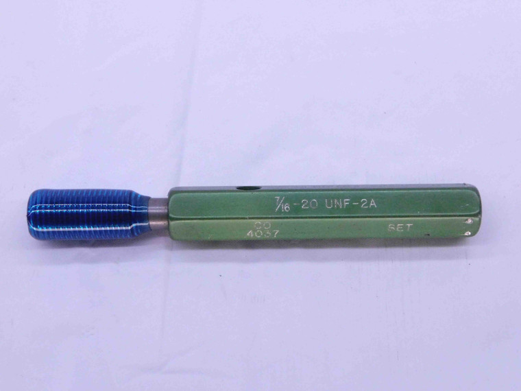 7/16 20 UNF 2A SET THREAD PLUG GAGE .4375 GO ONLY P.D. = .4037 INSPECTION CHECK - JF2735MS