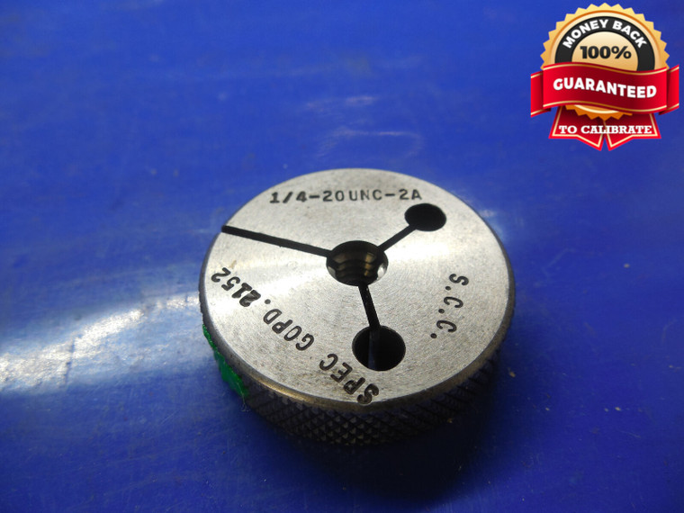 1/4 20 UNC 2A SPECIAL PITCH DIA THREAD RING GAGE .25 GO ONLY PD = .2152 UNS SPL.