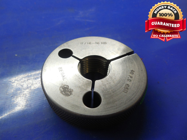 11/16 16 NS THREAD RING GAGE .6875 GO ONLY P.D. = .6511 11/16-16 INSPECTION TOOL