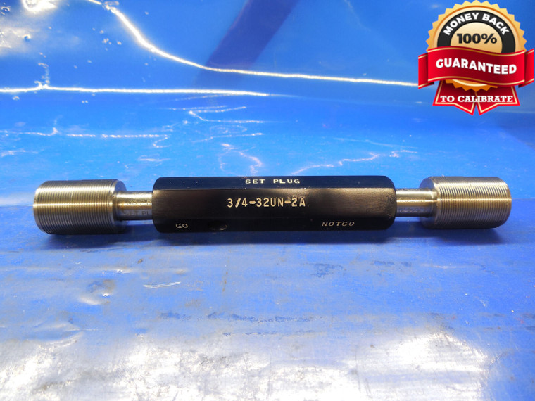 3/4 32 UN 2A SET THREAD PLUG GAGE .75 GO NO GO PD'S = .7286 & .7250 3/4-32 UN-2A