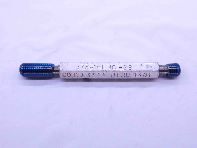 3/8 16 UNC 2B THREAD PLUG GAGE .375 .3750 GO NO GO P.D.'S = .3344 & .3401 CHECK - 38162BP1