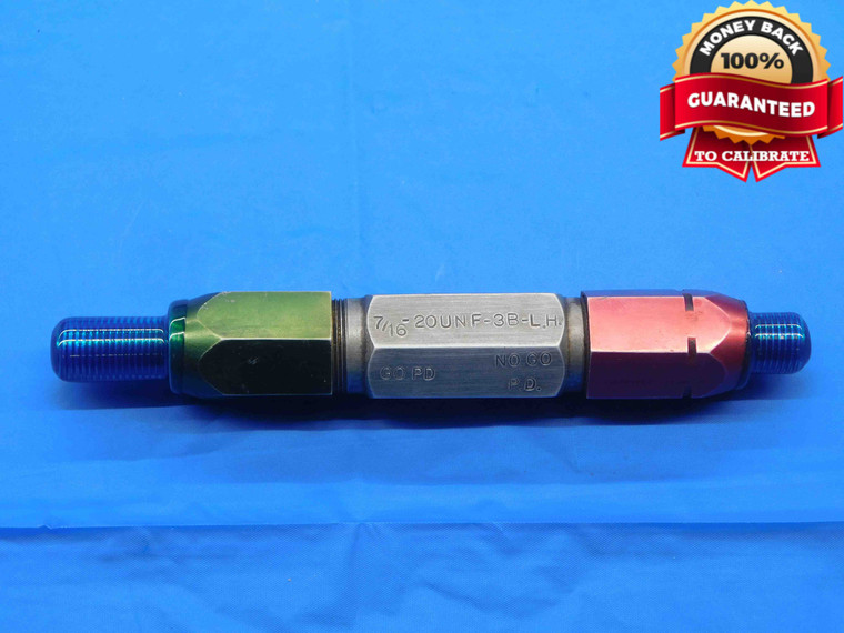 7/16 20 UNF 3B LEFT HAND THREAD PLUG GAGE .4375 GO NO GO P.D.'S = .4050 & .4091 - CH2131BURL
