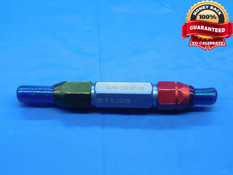 3/8 24 NF 2 THREAD PLUG GAGE .375 .3750 GO NO GO P.D.'S = .3479 & .3512 UNF-2 - CS3919MS