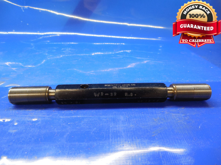 1/2 32 NS SET THREAD PLUG GAGE .5 GO NO GO P.D.'S = .4777 & .4750 1/2-32 QUALITY