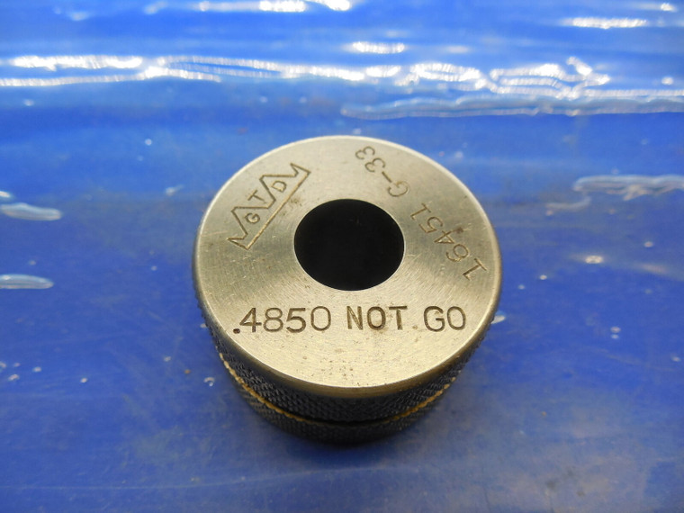 .4850 MASTER PLAIN BORE RING GAGE .5000 -.0150 UNDERSIZE 1/2 12.319 mm .5 .500