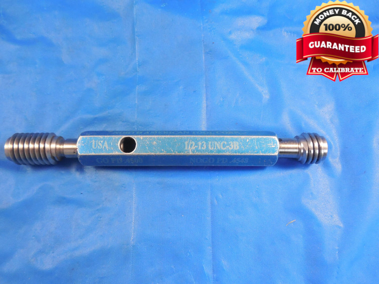 1/2 13 NC 3B THREAD PLUG GAGE .5 .50 .500 GO NO GO P.D.'S = .4500 & .4548 UNC-3B - 1133BP1