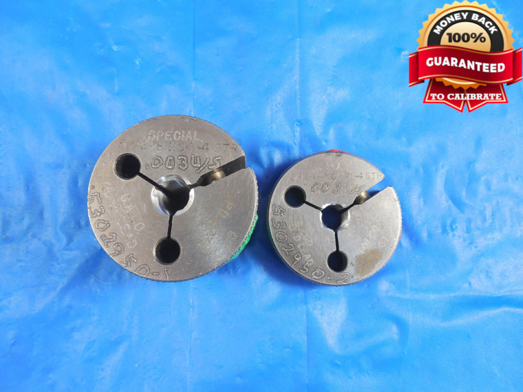 5/16 18 NC 4 QUAD LEAD THREAD RING GAGES .3125 GO NO GO P.D.'S = .2734 & .2704