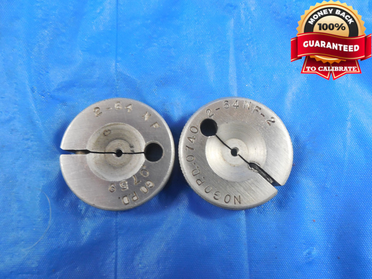 2 64 NF 2 THREAD RING GAGES #2 .086 GO NO GO P.D.'S = .0759 & .0740 2-64 NF-2