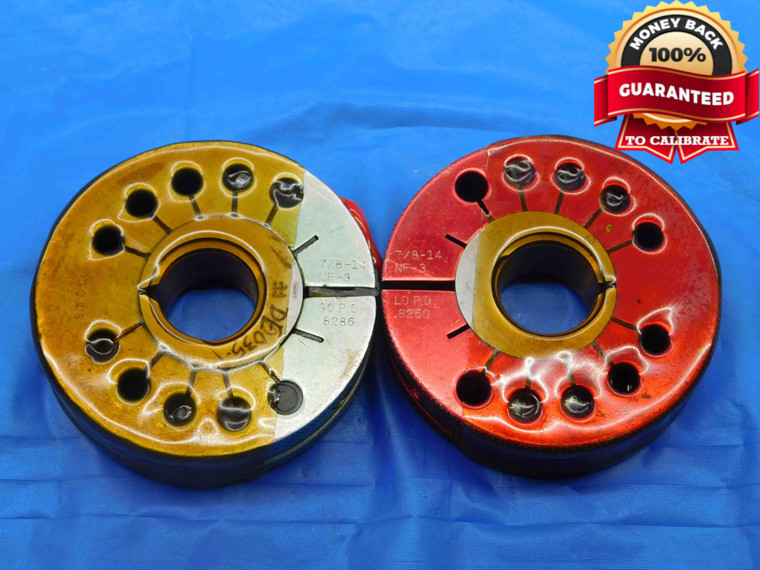 7/8 14 NF 3 THREAD RING GAGES .875 .8750 GO NO GO P.D.'S = .8286 & .8250 UNF-3 - TS0676BU