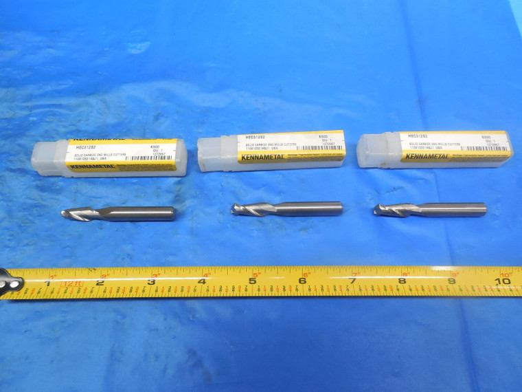 3PCS NEW KENNAMETAL 5/16 DIA 2 FLUTE CARBIDE END MILL WITH 45 DEGREE ANGLE .3125