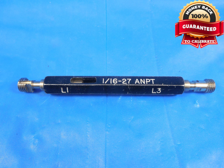 1/16 27 ANPT L1 & L3 PIPE THREAD PLUG GAGE .0625 A.N.P.T. L-1 L-3 AEROSPACE