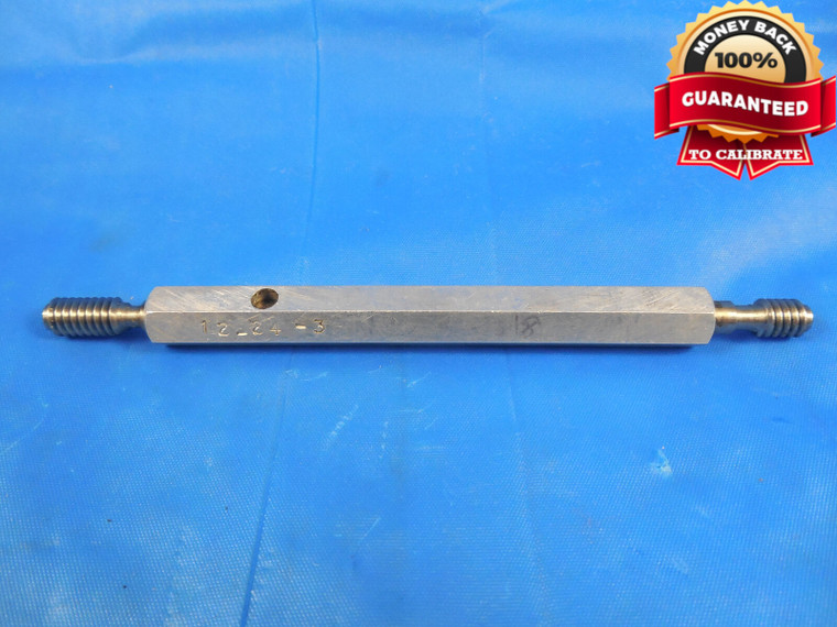 12 24 NC 3 THREAD PLUG GAGE #12 .216 GO NO GO P.D.'S = .1889 & .1907 #12-24 - 3