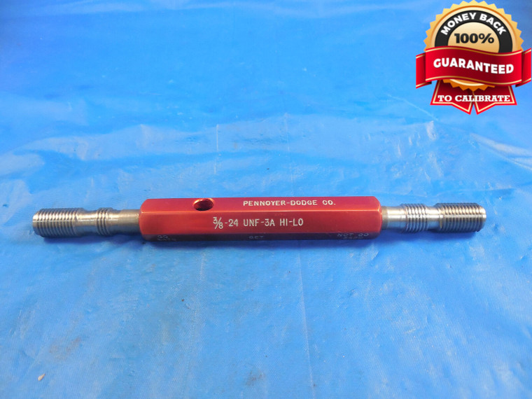 3/8 24 UNF 3A HI-LO SET THREAD PLUG GAGE .375 GO NO GO P.D.'S = .3479 & .3450