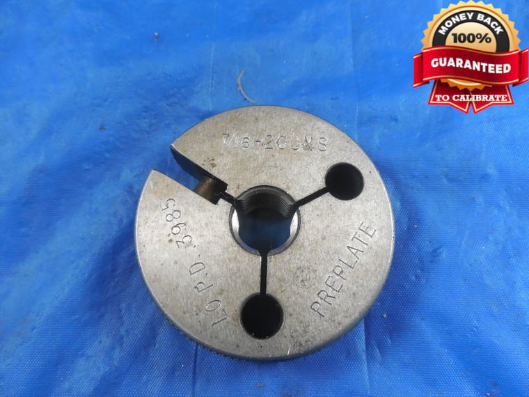 7/16 20 UNS PREPLATE THREAD RING GAGE .4375 NO GO ONLY P.D. = .3985 B/P P.P.