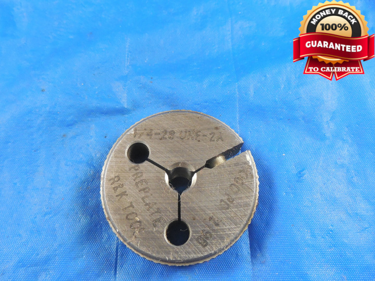 1/4 28 UNF 2A PREPLATE THREAD RING GAGE .25 NO GO ONLY P.D. = .2198 B/P P.P.