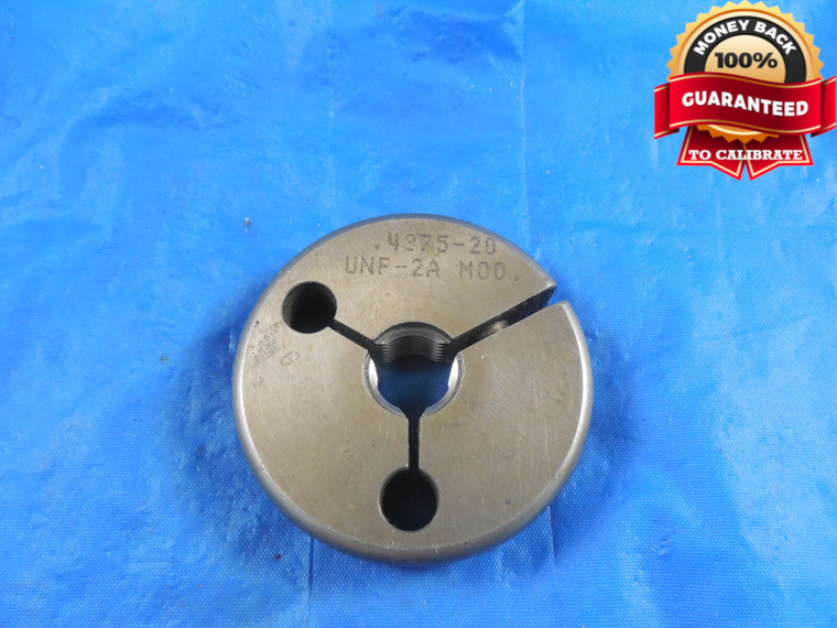 7/16 20 UNF 2A MODFIED THREAD RING GAGE .4375 GO ONLY P.D. = .4030 MOD. NF-2A
