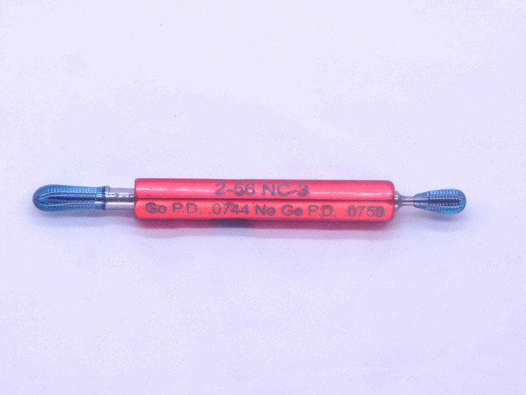 2 56 NC 3 THREAD PLUG GAGE #2 .086 .0860 GO NO GO P.D.'S = .0744 & .0759 UNC-3 - JF3049BU