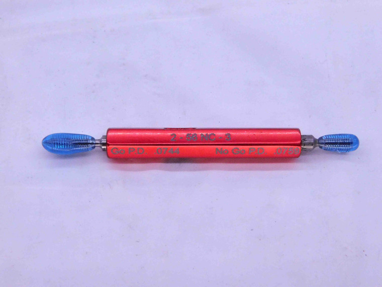 2 56 NC 3 THREAD PLUG GAGE #2 .086 .0860 GO NO GO P.D.'S = .0744 & .0759 UNC-3 - JF3049BU