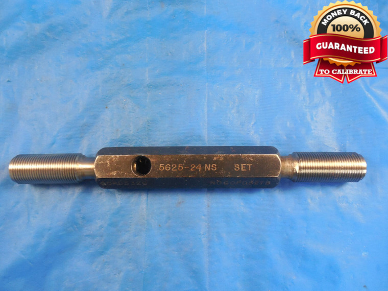 9/16 24 NS SET THREAD PLUG GAGE .5625 GO NO GO P.D.'S = .5326 & .5278 9/16-24