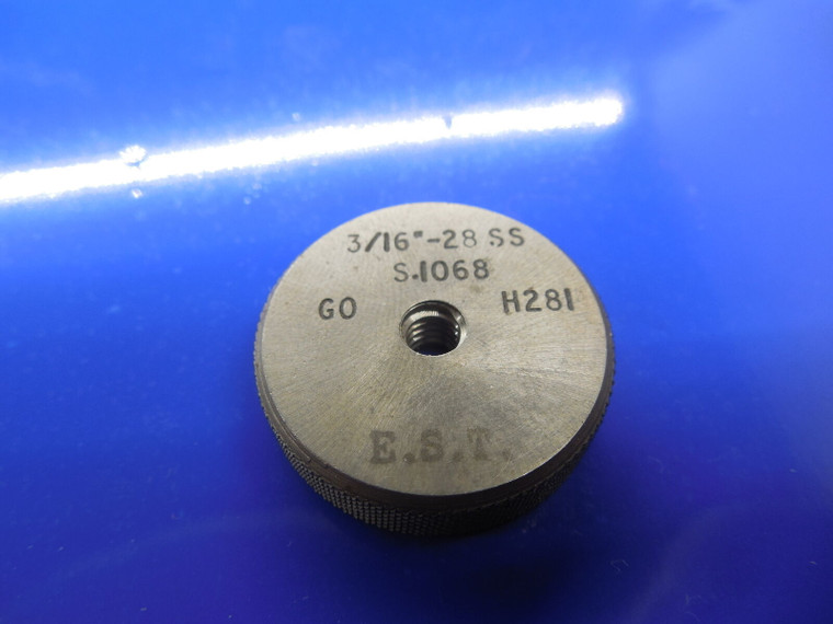 BUDGET 3/16 28 SS SOLID THREAD RING GAGE .1875 GO ONLY P.D.= .1619 3/16-28 CHECK