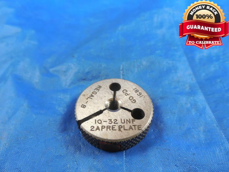10 32 UNF 2A PREPLATE THREAD RING GAGE #10 .190 GO ONLY P.D. = .1681 B/P 10-32