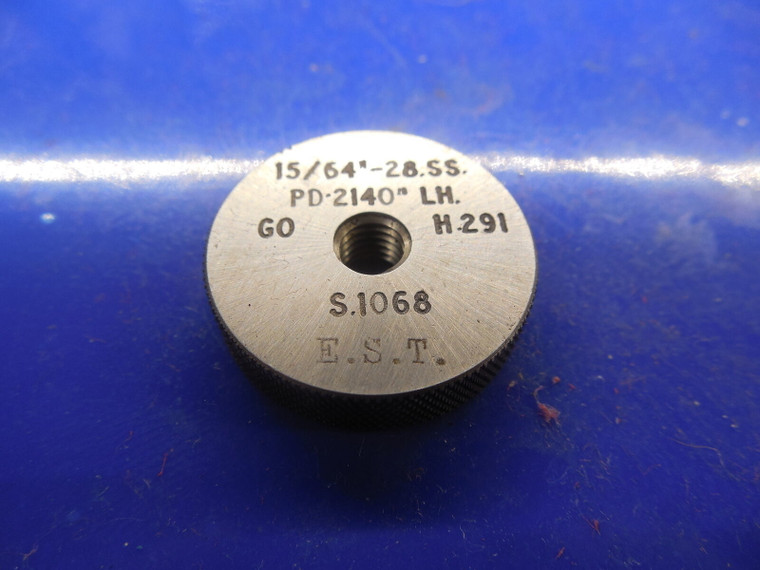 BUDGET 15/64 28 SS SOLID LEFT HAND THREAD RING GAGE .234375 GO ONLY P.D. = .2140