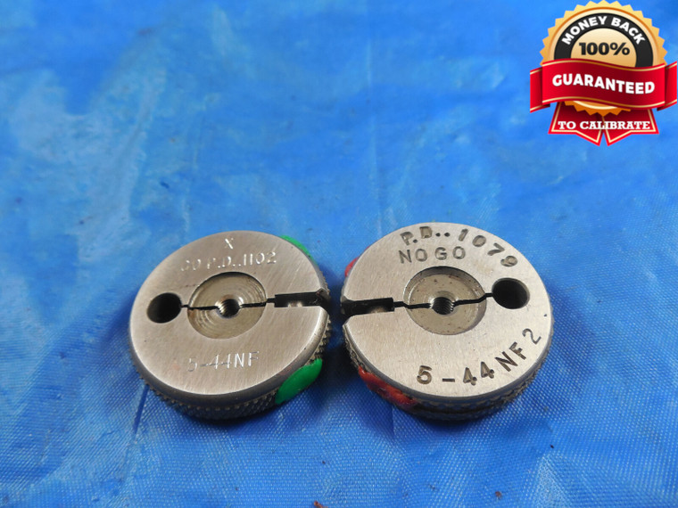 5 44 NF 2 THREAD RING GAGES #5 .125 GO NO GO P.D.'S = .1102 & .1079 5-44 NF-2