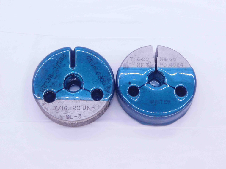 7/16 20 NF 3 THREAD RING GAGES .4375 GO NO GO P.D.'S = .4050 & .4024 UNF-3 CHECK - CH2011MS