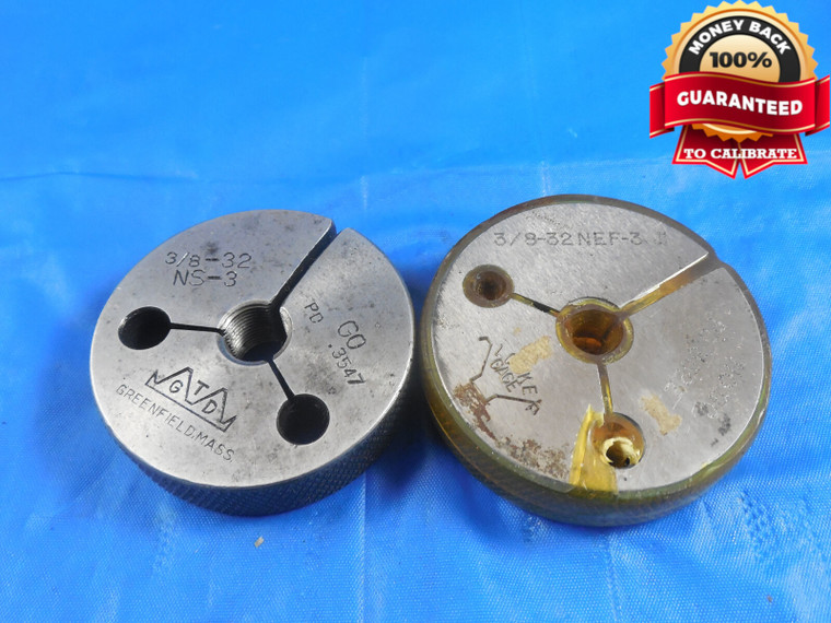 3/8 32 NS 3 THREAD RING GAGES .375 GO NO GO P.D.'S .3547 .3522 3/8-32 NS-3 .3750