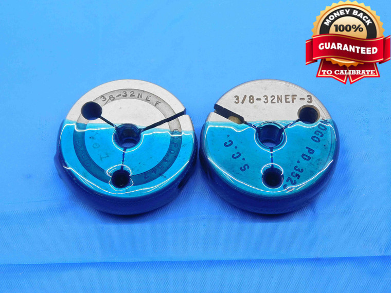 3/8 32 NEF 3 THREAD RING GAGES .375 .3750 GO NO GO P.D.'S = .3547 & .3523 UNEF-3 - CH2005MS