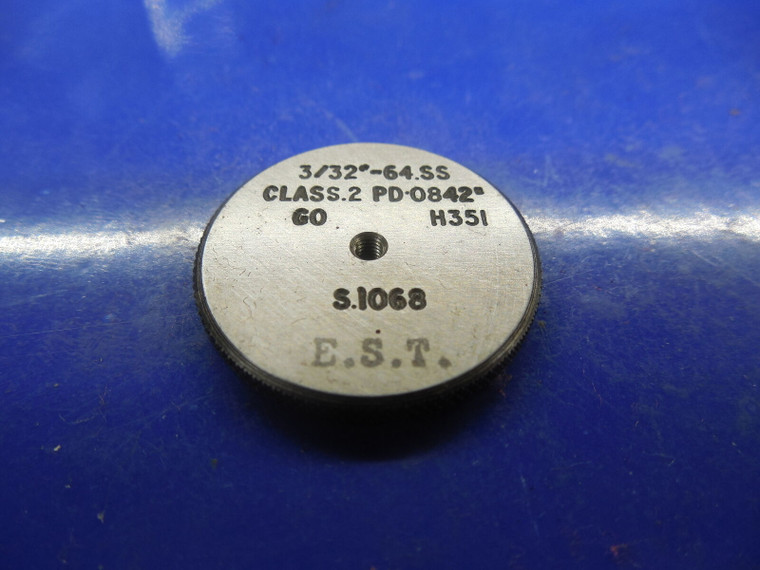 BUDGET 3/32 64 SS SOLID THREAD RING GAGE .09375 GO ONLY P.D. = .0842 3/32-64