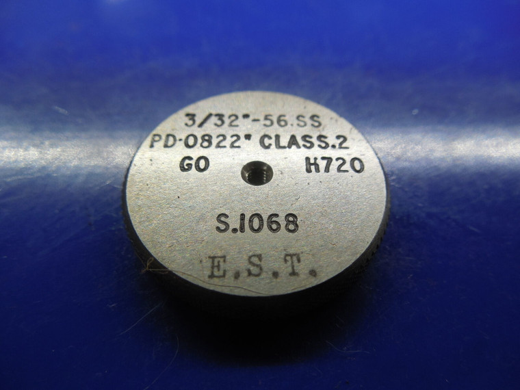 3/32 56 SS SOLID THREAD RING GAGE .09375 GO ONLY P.D. = .0822 CLASS CL-2 QUALITY