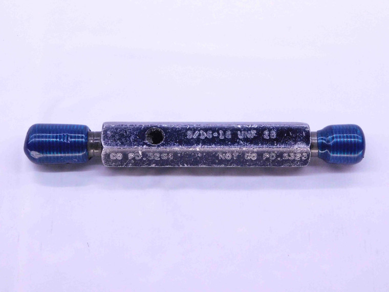 9/16 18 UNF 2B THREAD PLUG GAGE .5625 GO NO GO P.D.'S = .5264 & .5323 CHECK - DT0094BU