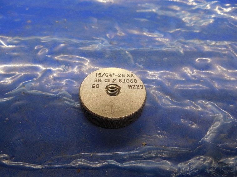 15/64 28 SS 2 SOLID THREAD RING GAGE .234375 CLASS 2 .2343 GO ONLY INSPECTION