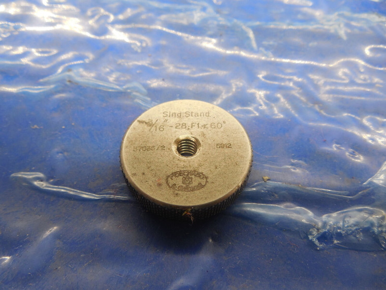 3/16 28 SOLID THREAD RING GAGE .1875 60 DEGREES QUALITY INSPECTION TOOL 3/16-28