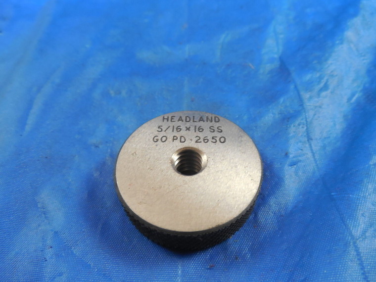 5/16 16 SS SOLID THREAD RING GAGE .3125 GO ONLY P.D. = .2650 5/16-16 INSPECTION