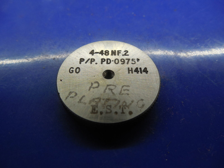 4 48 NF 2 SOLID THREAD RING GAGE #4 .112 GO ONLY P.D. = .0975 .1120 QUALITY