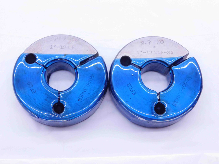 1" 12 UNF 3A THREAD RING GAGES 1.0 1.00 1.000 GO NO GO P.D.'S = .9459 & .9415 - DT0237BU