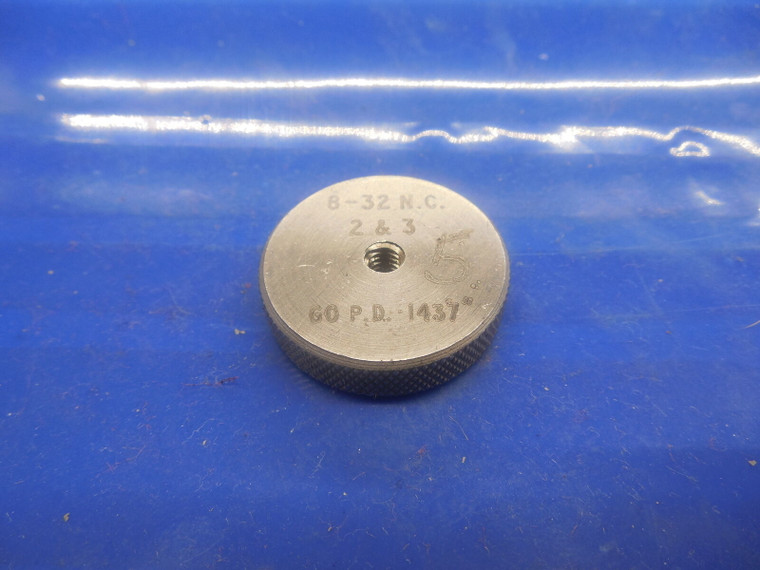 8 32 NC 2 & 3 SOLID THREAD RING GAGE #8 .164 GO ONLY P.D. = .1437 8-32 UNC-3A