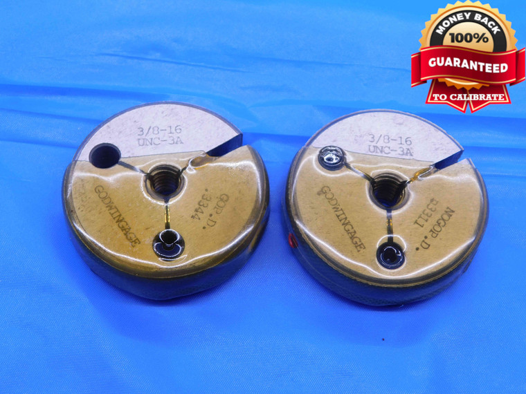 3/8 16 UNC 3A THREAD RING GAGES .375 .3750 GO NO GO P.D.'S = .3344 & .3311 CHECK - 38163AR1